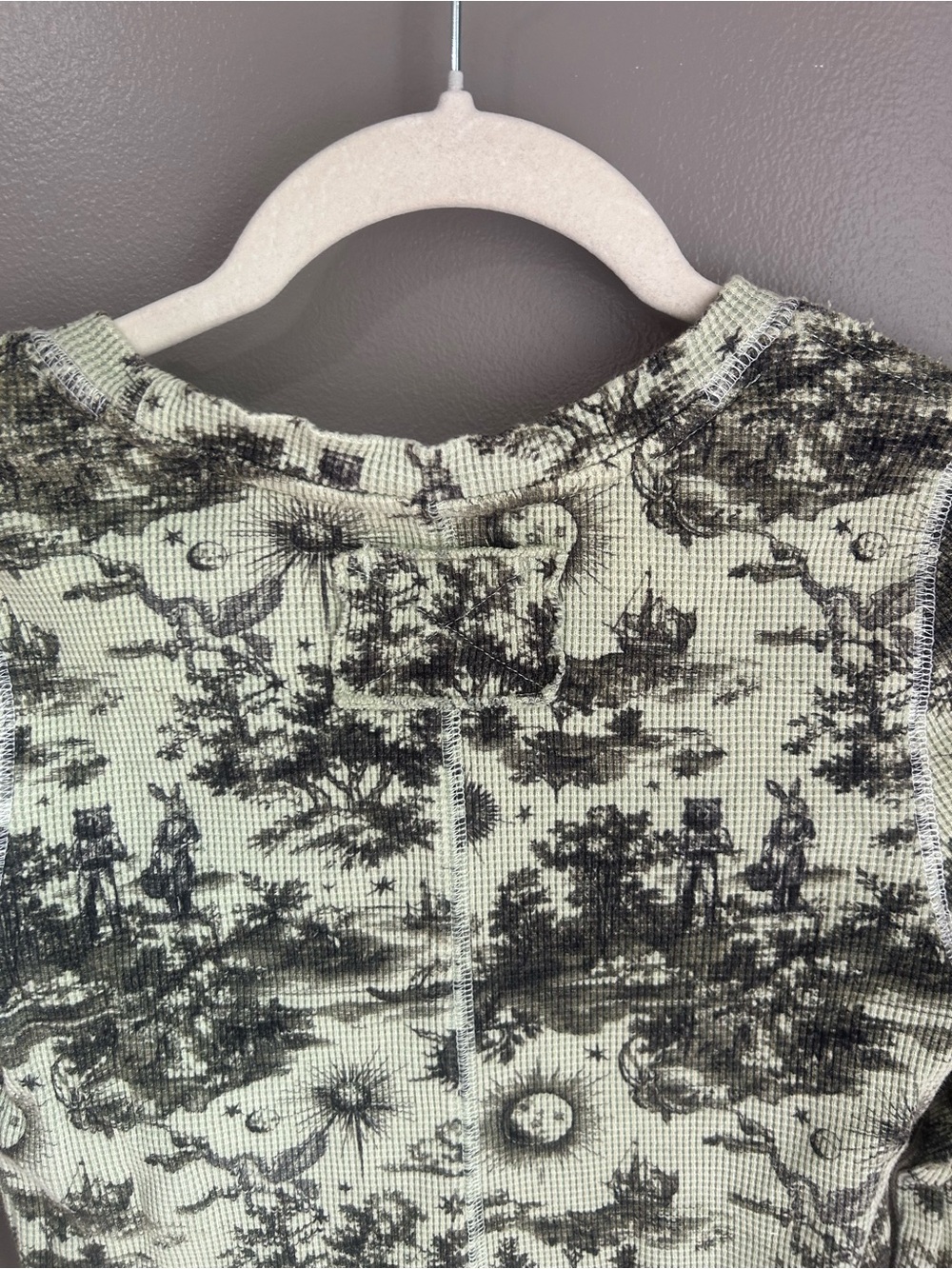 We The Free Toileidays Printed Long-Sleeve Thermal Crewneck - Olive Combo - Picture 11 of 12